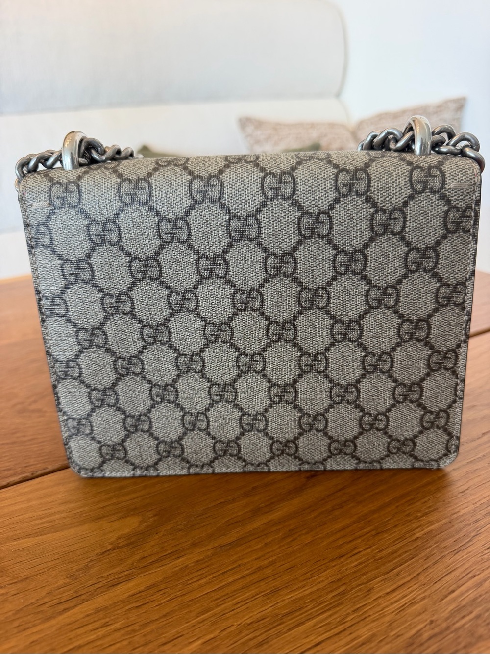 Gucci GG Supreme Small Shoulder Bag with Pink Trim and Silver Hardware - Picture 4 of 8